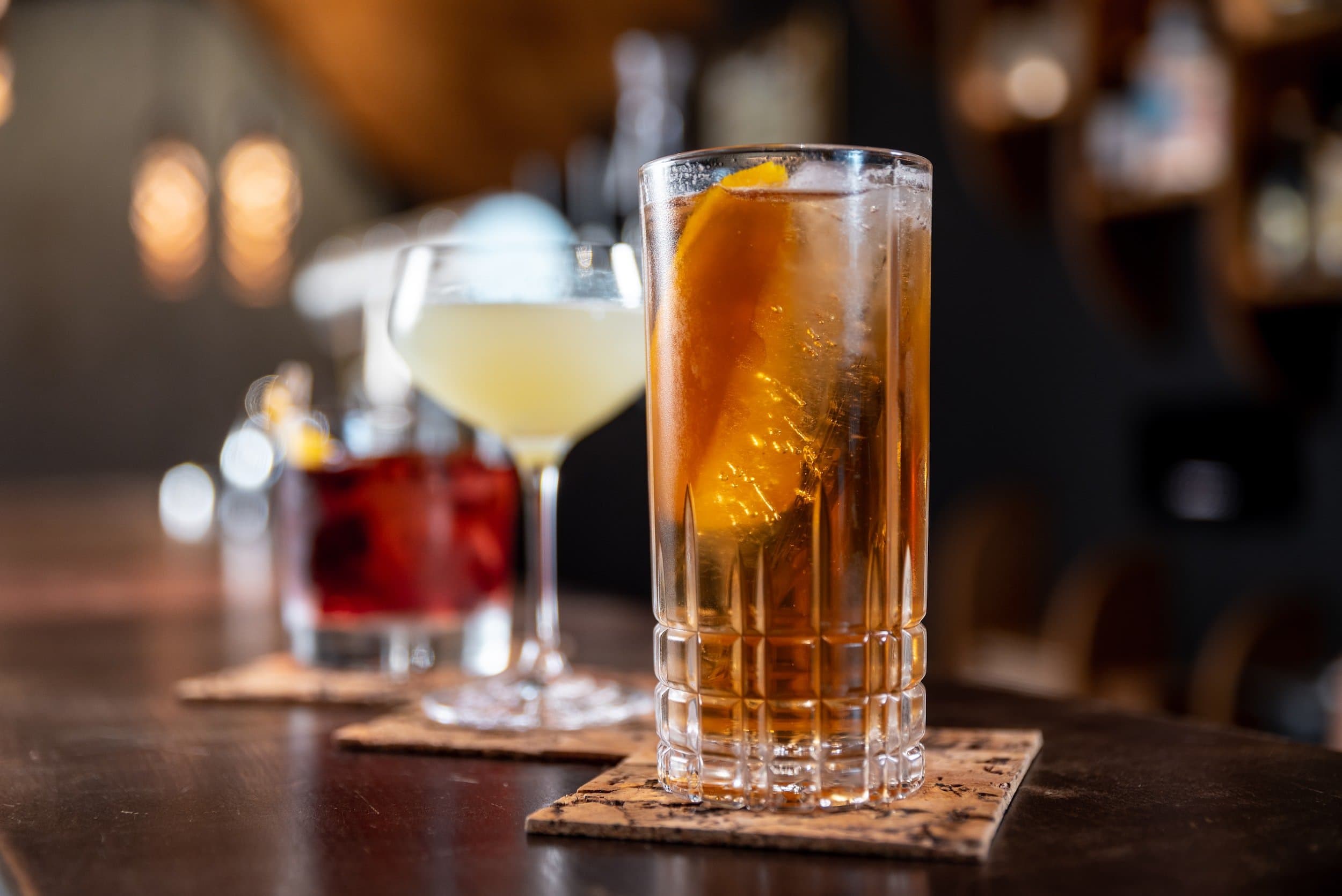 Cocktails being prepared at the bar
